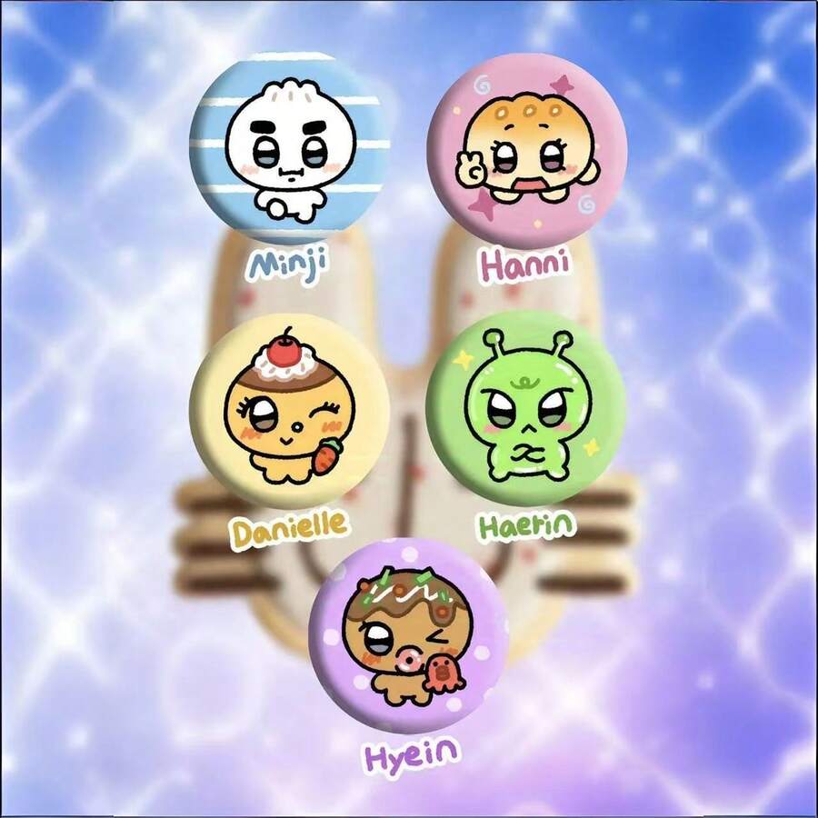 New Jeans Badge, Kpop Merchandise Full Member Chibi Style Bag Charm, Adorable High-Quality Brooch For Fandom Backpack Pendant, Birthday & Holiday Gift - Multicolor - View 1