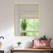 Gold Bathrooirror 23.6 * 31.5in Rounded Corners Rectangle Vanity Mirror,Metal Framed Wall Mirror For Over Sink Bedroom,Modern Drative Mirror Square Farmhouse-Golden,24331723 - 金色 - 查看 2