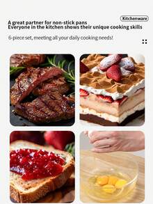 6 件套硅胶烘焙套装 - 耐热，可用洗碗机清洗 - 包括长铲、铲子、刮刀、油刷、蜂蜜铲 - 适合感恩节、复活节、万圣节、圣诞节和所有场合 - 送给面包师和家庭厨师、厨房、烘焙工具的理想礼物 - 彩色 - 查看 11