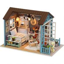 Kit de casa de muñecas en Miniatura Realista 3D Casa de Madera artesanía de la Sala con Muebles LED Luces de Regalo de cumpleaños de Navidad - 1 - Ver 1
