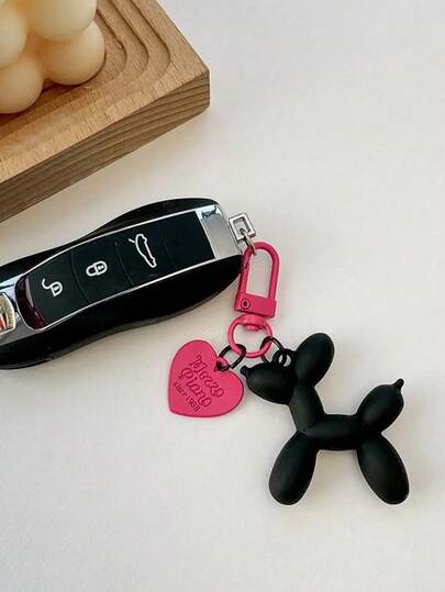 Ins Minimalist Heart-Shaped Balloon Dog Phone Charm, Keychain, Bag Pendant, Contrast Color Anti-Lost Accessory
