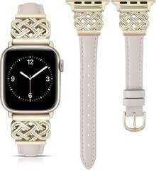 Compatible con correas de Watch para mujeres de 38/40/41/42mm, correa de cuero elegante y delgada con hebilla de nudo celta entrelazado para Series 11 10 9 8 6 5 4 SE 3 2 1, Starlight - Luz estelar/Oro champán - Ver 12