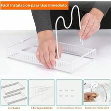 EMIAFB Organizador de Ollas y Sartenes de Estante Expandible Estantes y Soportes para Ollas y Sartenes Estante de Ollas Organizador con 13 Compartimientos (Blanco) - blanco - Ver 5