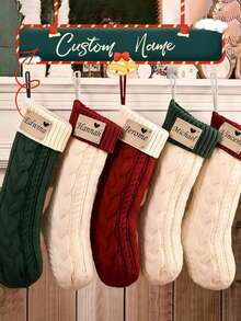 Personalized Christmas Stockings, Personalized Pet Paw Stockings, Leather Patch Knitted Family Christmas Stockings, Dog Paw Stockings, Cat Stocking,Christmas Gift, Holiday Decors