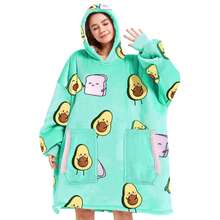 1 Pcs Oversized Wearable Blanket Hoodie, Super Soft, Large Pocketed Design Wearable Hoodie Blanket Pocket, Warm Cozy Sweatshirt For Women Men, Perfect For Lounging & Gifting, Ideal For  Christmas Valentine's Day Winter Relaxing & Daily Wear - 酪梨 - 查看 7