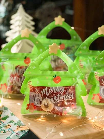 20/10pcs Special Shaped Christmas Gift Bags, Suitable For Birthday, Party And Packaging Candy, Cookies, Chocolate, Christmas Decoration, Christmas Gifts, Christmas Sleepwear, Christmas Snacks, Christmas Tree Shaped Gift Bags, Christmas Snack Sealing Bags, Christmas Reindeer Sealing Bags, Candy Nuts Packaging Bags, Christmas Eve Candy, Apple, Cookie Gifts