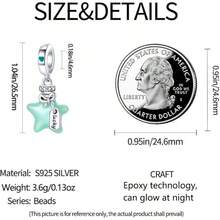 HappyStar 925 Sterling Silver Charms For Bracelets And Necklaces,Combination Dangle Pendants Beads Charms Jewelry Gift For Couples Sisters.(With Spacer Beads) - 2PS Star Charms - Xem 4