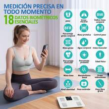 Bascula Digital Corporal 8 Electrodos,de grasa corporal para Peso y Porcentaje de Grasa, Bascula Inteligente de Alta Precisión Con Pantalla a Color VA - 1 - Ver 4