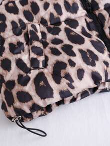 Women's Autumn/Winter Leopard Print Holiday & Party Warm Casual Top Jacket, Fashion Casual Versatile Cotton Padded Top Jacket, Going Out Brown Leopard Print Top Jacket - Coffee Brown - View 9