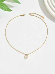 1pc Fashionable Square & Round Snake Necklace, Casual Minimalist Accessory