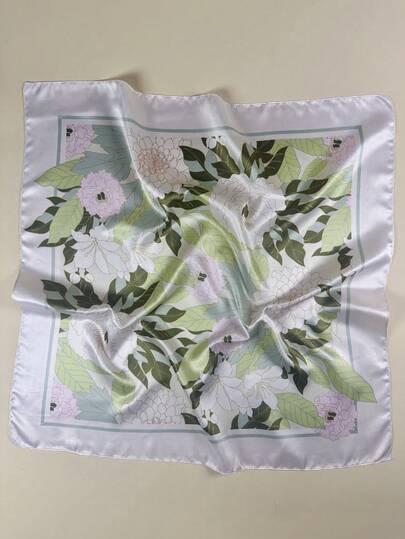 1 件女士波西米亚风花卉印花方形围巾优雅围巾头巾女士缎面头巾发饰