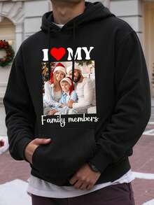 Customized Hoodie For Valentine's Day, Personalize With Your Photo, Custom Text + Graphics, Custom Logo, Text/Name/Blessing/Holiday/Anniversary, Personalized Text, Birthday/Valentine's Day/Father's Day/Party Anniversary/Birthday Gift Customization - Black - View 4