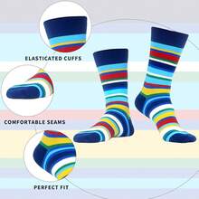 Men's Funny Novelty Crazy Pattern Dress Socks For Gifts - 紅/黃/藍/黑/多色幾何-12米 - 查看 4