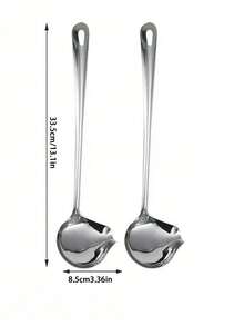 1/2pcs Stainless Steel Gravy Ladle, Slanted Mouth Ladle, Duck Bill Ladle, Sauce Drizzle Spoon, Restaurant Gravy Boat Ladle, Garlic Sauce Ladle, Soup Ladle