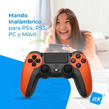 NK Mando para PS / PS3 / PC / Móvil Inalámbrico - Wireless Controller con Dualshock, Función Detección 6 ejes, Luz LED, Panel Táctil, Entrada para Auriculares, Cable de Carga incluido - Negro ✅ Entrega 24/72h a España (península) - Naranja - Ver 2