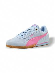 Puma Bella Donna 女士休闲鞋，轻便缓震透气舒适，厚底设计，饰有品牌标志，亲肤百搭，撞色拼接，适合日常、健身、通勤、下班后休闲旅行、约会等场合，蓝色，货号 402673-04 - 淺藍色/粉紅色 - 查看 6