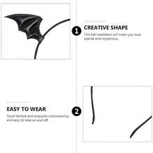 HPMAISON Set 3 Halloween Wing Headband And Dragon Wings Hair Clips Set Horror Devil Goth Ear Hairpins