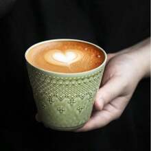 Caneca de cerâmica artesanal para latte art, 200ml (1 unidade), caneca criativa para café, ideal para casa, cafeterias e uso doméstico. - Multicolorido - Ver 6