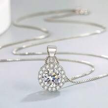 925 Silver Plated Big  Pendant Necklace Fashion Elegant Luxury Necklace For Women - 銀色 - 查看 5