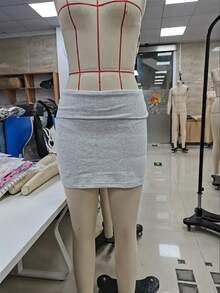 Y2k Womens Bodycon Mini Skirt Low Rise Fold Over Waist Titht Short Micro Skirts Concert Club Outfits Streetwear - trắng - Xem 3