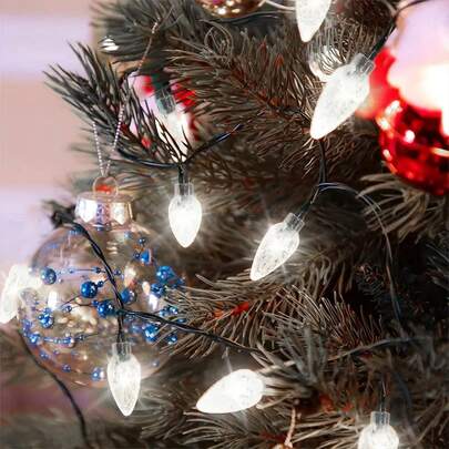 1 Peça 20/30/50/100 LED Luz de Fada Decorativa de Natal Atmosférica Transparente em Formato de Pinha, Alimentada por Energia Solar, À Prova d'Água, com 8 Modos para Pátio, Lareira, Parque, Jardim, Quintal, Casa, Árvore de Natal, Festa de Aniversário, Decoração de Natal