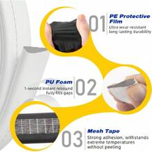 Weather Stripping Door Seal Strip For Door Frame,Window Insulation For Winter,Doors Soundproofing Gap Filler,Window Sealer Exterior Doors Weather Stripping,Foam Windows Draft Stopper (White,118''),24337049 - 白色 - 查看 5