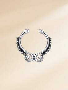 1 件时尚不锈钢方晶锆石假鼻环，男女万圣节适用，黑色假鼻中隔穿孔饰品，非穿孔鼻钉鼻中隔环 U 形鼻夹 - Fake Nose Rings - 查看 27