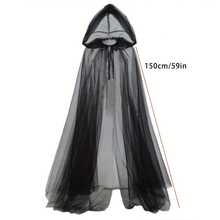 1PCS Black And White Bridal Shawl, Witch And Vampire Character Costume Velvet Cape, Halloween Double-Layer Cloak, Game Horror Party Costume Props, Christmas And Carnival Festival Costumes - trắng - Xem 4