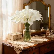 3/150Pcs White Calla Lily Artificial Flowers Bouquet ,Real Touch Faux Flower For Spring Decoration Wedding Vase Home Restaurant Bedroom Decoration, Holiday Birthday Party Accessories, Outdoor Garden Decoration, Home Office Room Holiday Decoration, Dining Table Decoration Farmhouse Decoration - Milky White 1 - View 3