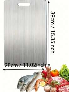 1pc Stainless Steel Cutting Board Is High Quality, Rust-Proof And Double-Sided, Can Be Used For Cutting Meat, Fruits And Vegetables,  Washable With Water, Durable, Available In A Variety Of Sizes, Suitable For Various Festivals, Home And Kitchen Use