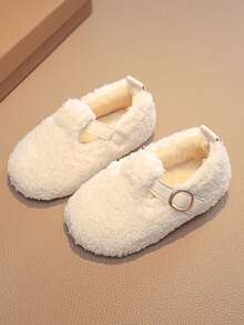 1双儿童圣诞鞋，男童保暖毛绒鞋，女童冬季保暖内衬套脚鞋，适合1-11岁儿童