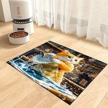 1pc Pet Feeding Mat With Printed Cat Washing Dishes Pattern, Quick Drying Pet Bowl Mat, Easy To Clean, Suitable For Pets, Dogs, Cats, All Seasons, Pet Cage Mat - Multicolor - View 15