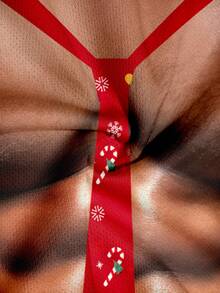 男式趣味角色扮演圣诞图案印花短袖 T 恤 - 彩色 - 查看 4