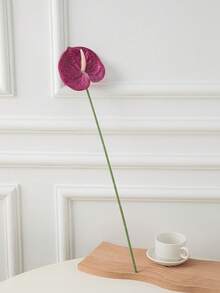 1 bông hoa loa kèn hồng môn nhân tạo (màu tím) dùng trang trí bàn tiệc cưới, văn phòng, khách sạn - Màu tím - Xem 8