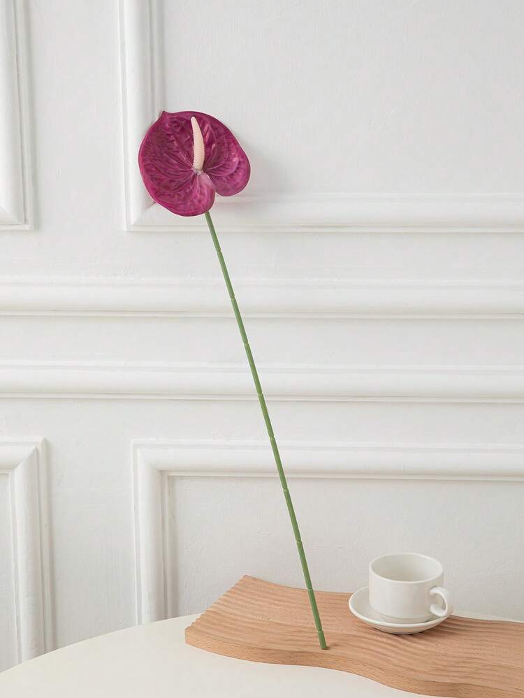 1 pieza Flor artificial de Anthurium Lily (Púrpura) para decoración de mesa de boda, oficina, fiesta, hotel y hogar - Morado - Añade 7