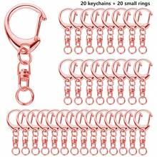 20/40/60/80个按扣钥匙扣配件，登山扣和连接器套件，D形环龙虾扣配件，带链条，适用于挂绳工艺品DIY手工制作（10/20/30/40个钥匙扣 + 10/20/30/40个小环） - 鑰匙扣 - 查看 7