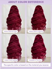 200% 密度蜂蜜金棕色 #BUG 酒红色波浪卷假发 13x4 高清透明蕾丝前假发，彩色假发，波浪卷假发无需胶水，预先拔毛，带婴儿发和自然发际线，100% 巴西原生发 - SBUG - 查看 10