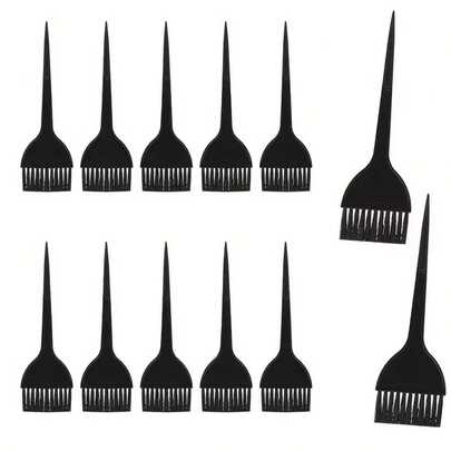 12pcs Black Hairdresser Hair Coloring Brush Set, Including Coloring Brush And Comb Tools, Hair Dye Tools, Coloring Brush