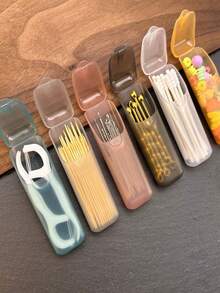 三件套 - 牙签牙线盒、小型收纳盒、旅行收纳盒、便携式药盒、小物件收纳管 - 彩色 - 查看 7