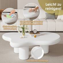Irregular Cloud-Shaped Coffee Table, 97 Cm Long, 67 Cm Wide, 32 Cm High, MDF With Felt Glides, Lacquered Surface, Creative Coffee Table - White - View 4