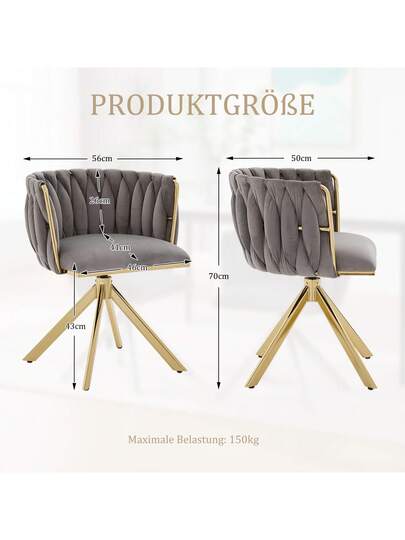 Fluwelen Seats Heavy Metal Frame, 180 Degree Swivel Function, Back, Zachte Luxurious Flexible Between Living Room, Budol Creative Workspace (Set Of 2) view 9