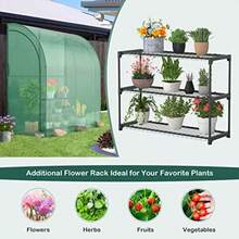 Graffy 7'x3.5 X7' Lean To Greenhouse Walk In Green House With Shelves And 2 Zipper Doors Windproof PE Cover Portable Steel Frame Greenhouses For Outdoors Heavy Duty Plant Hot House - 綠色 - 查看 6