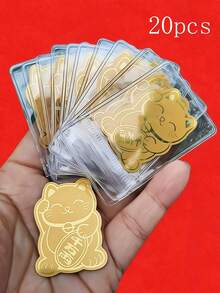 20pcs Gold Lucky Cat Stickers - Decorative Stickers For Mobile Phones And Laptop Covers, Shiny Glitter, Lucky Symbol For New Year Gifts, Phones, Tablets, Laptops, Cat Accessories, Tech Accessories, Holiday Decor, Funny Design, High-Definition Printing