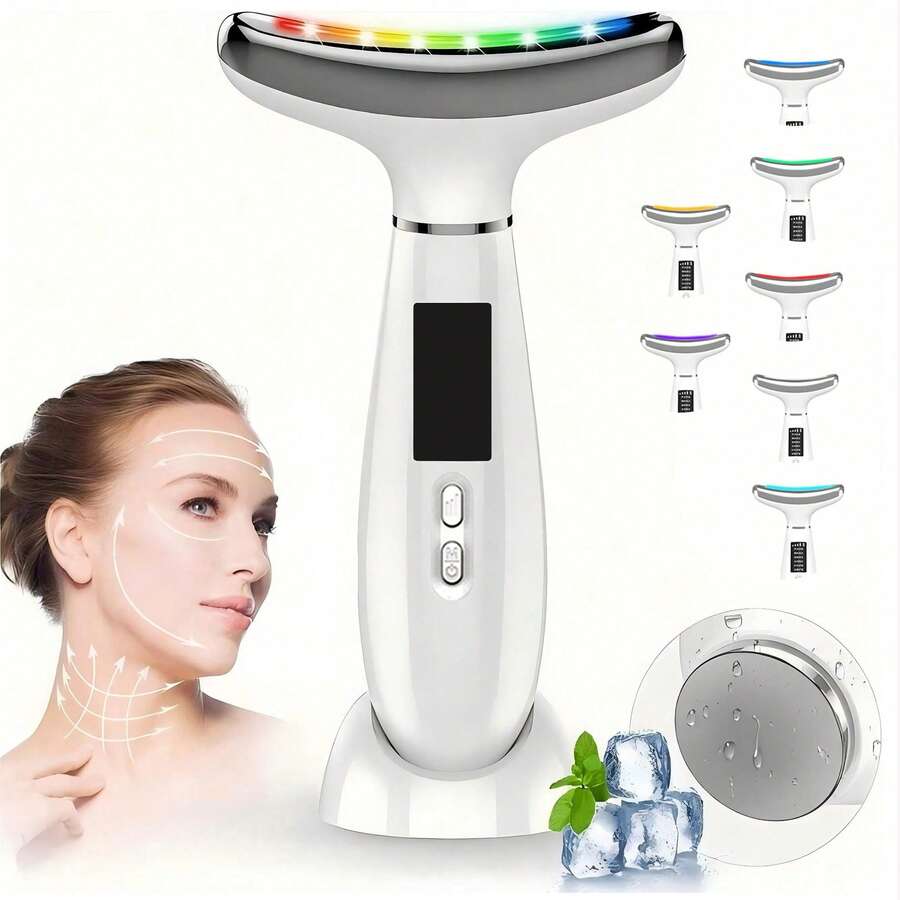 7-Color LED Face Massager, Multi-Functional Facial Skin Care Tool For Face & Neck Massage, Suitable For Home Skincare
