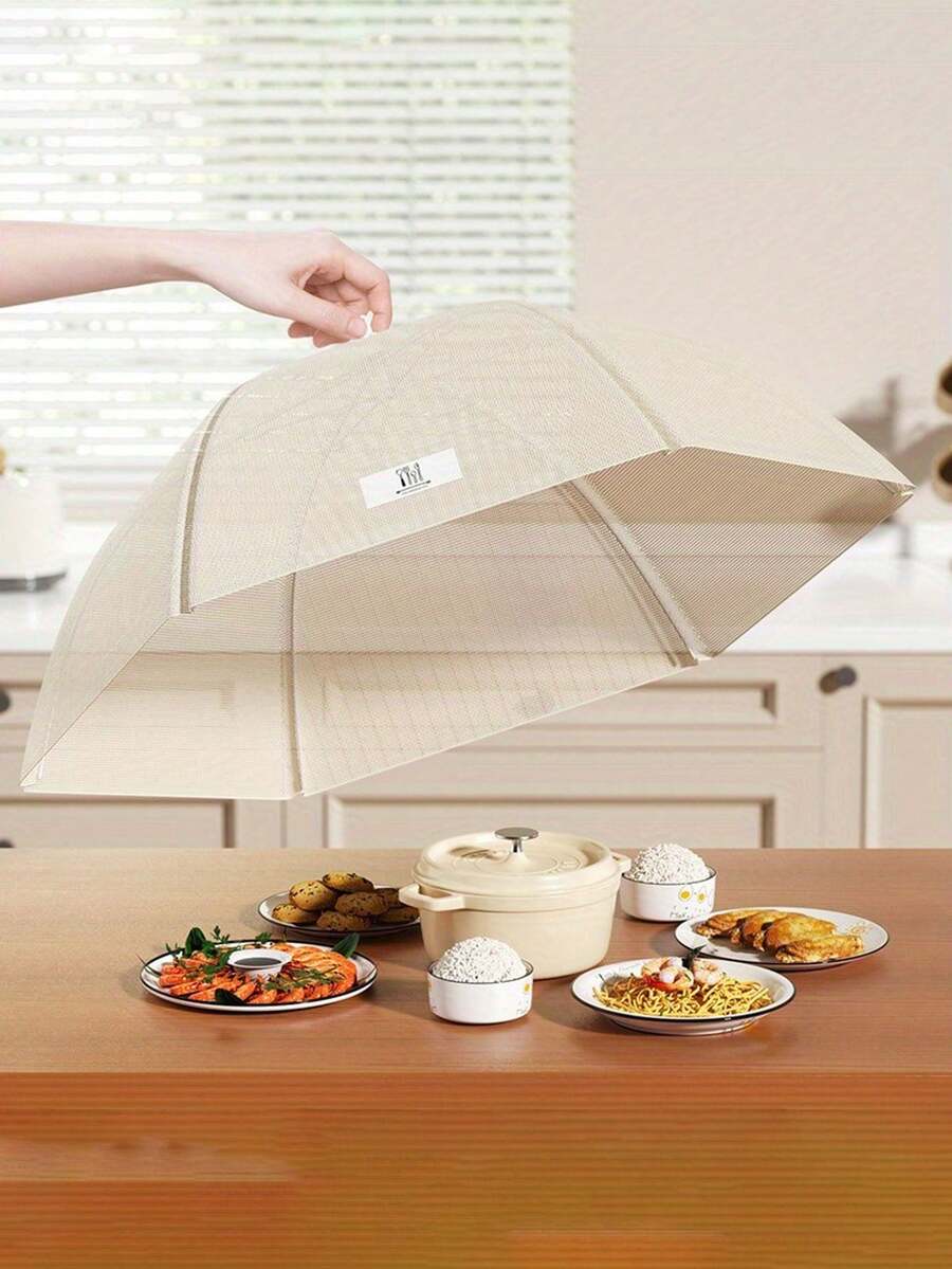 Cubierta plegable para alimentos (cuadrada o redonda) | Diseño transpirable | A prueba de polvo e insectos | Para sobras, reuniones y almacenamiento en el refrigerador | Reutilizable | Fácil de limpiar | Regalo para fiestas | Adecuado para encimeras de cocina y comidas al aire libre
