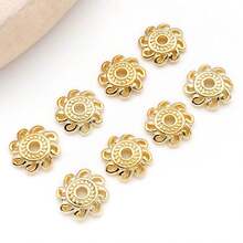 10/50 件真 18K 镀金花丝金色花形珠子端盖 漂亮花丝金色珠子端盖 适用于工艺品 DIY 珠宝制作用品 - 金色 - 查看 27