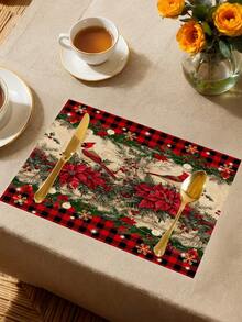 1 pieza Camino de mesa con diseño de pájaro navideño, Camino de mesa decorativo navideño, Camino de mesa tipo lino navideño, Camino de mesa, Camino de mesa, 1 pieza Camino de mesa, 4 piezas Individuales, 1 pieza Funda de cojín, 3 productos disponibles, Decoración de hogar de temporada para interiores/exteriores, Decoración de hogar de invierno, Decoración navideña, Decoración de habitación navideña, Decoración de fiesta navideña - Multicolor - Ver 9