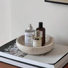 DLarge Decorative Marble Bowl 7.87 Inches Natural Stone Round Bowl For Home Decor Fruit Nuts Jewelry Tray Coffee Tables Centerpiece Soap Serving Beige - Beige787inch - View 5