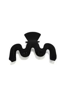 1pc Women's Solid Color Autumn/Winter Flocked Bow Tie Ribbon Flocked Hollow Big Hair Clip, Elegant Sweet Fashion Campus Matching, Suitable For Party, Ball, Daily Matching Claw Clips Winter Hair Accessories Winter Hair Clutch - Black - View 7