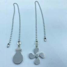 1 Set Ceiling Fan Pull Chain, Bulb And Fan Pattern Pull Chain Extension Fan Pull Chain Pendant 12 Inch Ceiling Fan Chain Extender With Ball Fan Chains Connector - 黑色的 - 查看 1